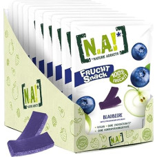 NA! - Fruit Snack Blueberry/Apple - Healthy Snack for on the Go and in Between - Soft Fruit Pieces Made from 100% Fruit, No Added Sugar, Vegan - Pack of 10 (10 x 35 g)