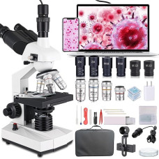 Trinokulinis optinis mikroskopas, nuo 40x iki 5000x didinimo, mokslinis profesionalus mikroskopas su USB kamera ir mechaniniu staliuku, mikroskopas suaugusiesiems