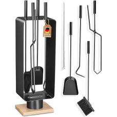 F0312 Modern Fireplace Cutlery Set Black with Broom, Shovel and Poker High-Quality Oven Cutlery