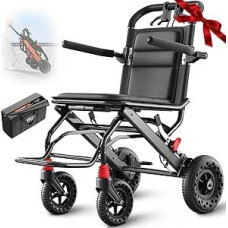 VOCIC U41 sulankstomas lengvas 8,4 kg svorio aliuminio vežimėlis, nešiojamas transportavimo vežimėlis, sulankstomas su 20 cm medaus korio formos padangomis, siauras vežimėlis namams