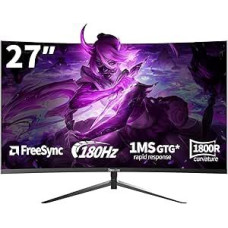 27 colių lenktas žaidimų monitorius su 180 Hz, FHD 1080p, 1 ms atsako laikas, 