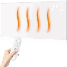 Infraraudonųjų spindulių sieninis šildytuvas, 450 W, infraraudonųjų spindulių šildytuvas, montuojamas ant sienos, su apsauga nuo perkaitimo ir nuotolinio valdymo pulteliu, 9H laikmatis, tylus energiją taupantis elektrinis šildytuvas 10-15 ㎡ Miegamasis, vo