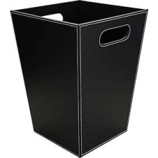 KINGFOM™ Klasikinės odinės šiukšliadėžės, kūrybiškas šiukšlių krepšys, laikymo šiukšliadėžė biurui, namams ir aukštos klasės viešbučiui (juoda - Tabby (kvadratinė))