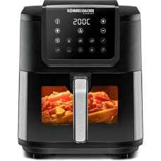 ROMMELSBACHER FRH 1700 karšto oro keptuvė, XXL kepimo kamera, 8 litrai (maždaug 21 x 30 cm), skirta 1 000 g traškučių, labai tylus veikimas, 45 dB (A), 10 programų, 60-200 °C, didelis vidinis langas