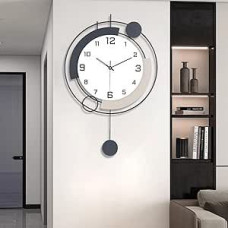 Large Wall Clock, Decorative Wall Clocks with Pendulum Silent High Quality Quartz Wall Clock Battery Operated Large Wall Clock for Living Room Kitchen Home Bathroom Bedroom Wall Decor 40.6 x 65