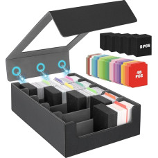 REAQUE Card Box for 3900+ Cards, 5 Rows Trading Card Storage Boxes with 48 Card Dividers, Magnetic PU Leather Trading Card Box Deck Box for TCG, MTG, Sports Cards