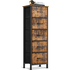 Coleshome Siaura komoda su stalčiais, nedidelė komoda su 5 stalčiais, su medžiaginiu stalčiumi, tvirtu plieniniu rėmu, medine viršutine dalimi, tinkama miegamajam ir svetainei, vintažinė