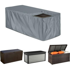 COOSOO Patio Deck Box dangtelis su užtrauktuku Vandeniui atsparus 420D Oksfordo pagalvių dėžutės saugojimo dėžutės dangtelis, skirtas stačiakampio formos denio dėžutės konteineriui (pilka, L: 62 x 32 x 28 colių)