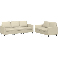 Tomostar Sofa-Set für Wohnzimmer, 3-Sitzer und 2-Sitzer, 2-teilig, mit Kissen, cremefarben, Kunstleder
