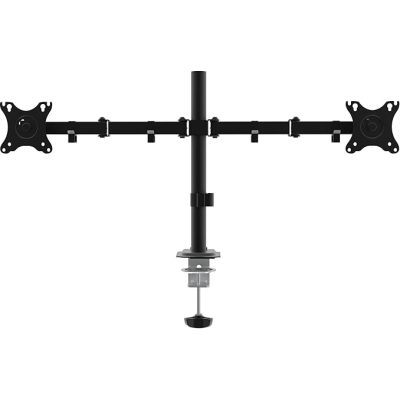Unykach Dvigubas stalinis laikiklis 2 plokštiems ir lenktiems 10-32 colių ekranams (iki 10 kg rankena) - 2 rankenos / 2 galvutės - Reguliuojamas ir pasukamas VESA Max 100x100 mm