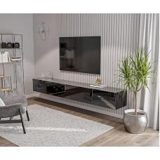 HAJDUK FURNITURE 270 cm juoda blizgi TV lenta TV lenta Pakabinama sieninė spintelė Svetainės sieniniai TV baldai TV spintelė TV staliukas TV staliukas HiFi 270 x 35 x 40 cm Medienos medžiaga