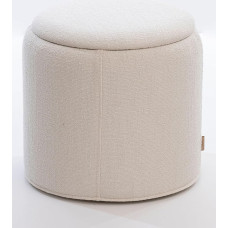 SIX Apvali minkšta taburetė su laikymo vieta Šoninis staliukas taburetė Bouclé audinio taburetė su dėklo funkcija Universali taburetė svetainei ir miegamajam