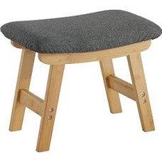 Fußhocker, Ottoman-Fußstütze, Bambus-Fußhocker unter dem Schreibtisch, kleiner Hocker für Wohnzimmer, Schlafzimmer und Küche (natürliche Beine, graue Hocker-Oberfläche)