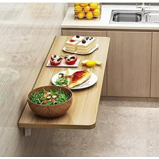 Klappbarer Wandtisch aus Holz, robuster Frühstücksbartisch mit Klappblatt, schwebender Esstisch für Laptops und Computer für Küche, Schlafzimmer und Badezimmer - mit Metallhalterung (Größe: