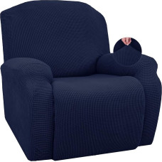 JIVINER Super elastingas saulės gultas Slipcovers Spandex minkštas Slipcover su kišenėmis Recliner baldų apsauga (Navy Blue Deck Chair)