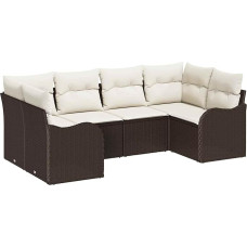 Garten-Sofa-Set mit Kissen 6 pcs Braun und Weiß Poly Rattan Gartenmöbel Modelis3354507