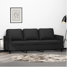 3-sitzer-Sofa Wohnzimmer Sofa Sitzecke Wohnzimmer Sofa Couch Sitzecke Schwarz 180 cm Kunstleder - 359338