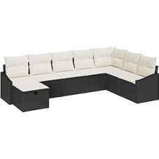 8-teiliges Garten-Sofa-Set mit Kissen in Schwarz aus Poly-Rattan Gartenlounge Modelis3360658
