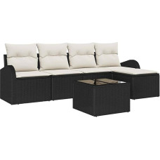 5 dalių sodo-džiugo komplektas su kilimėliais Braun Poly Rattan, 2 dalių sodo-džiugo sofa su staltiese ir kilimėliais Schwarz Poly Rattan Gartenlounge Modelis3354676