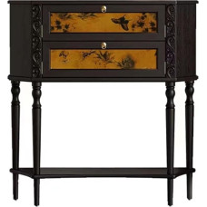 Konsolentisch, Schwarzer schmaler Konsolentisch mit 2 Schubladen und Ablage for den Eingangsbereich Flurtisch