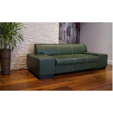 2.5 Seater Sofa / Couch London Genuine Leather 220 cm Wide with Decorative Stitching Large Choice of Colours Green