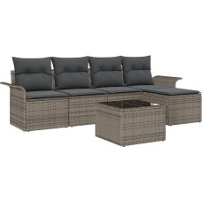 5-teiliges Garten Sofaset mit Kissen Grau Poly Rattan Gartenlounge Modelis3345329