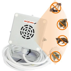 Ultradźwiękowy odstraszacz na gryzonie Antykuna pozwala zabezpieczyć piwnice, strych i inne pomieszczenia zaatakowane przez gryzonie, zabezpiecza: domy, strychy, poddasza, piwnice, garaże