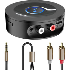 Bluetooth 5.2 Receiver for Stereo System, AUX Bluetooth Adapter Jack 3.5, Lossless Level Receiver for Speakers, Amplifier with RCA RCA Long Range, Audio, Low Latency