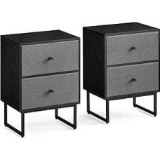 VASAGLE LGS229B56 Bedside Table, Set of 2, Side Table with Storage Space, 2 Removable Drawers, Bedside Cabinet for Bedroom, Living Room, Ebony Black Slate Grey LGS229B56, 30 x 40 x 55 cm (DxWxH)