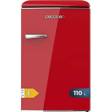 Cecotec Mini Retro Kühlschrank mit 110 L Bolero CoolMarket TT Origin 110 Rot E. Mini-Kühlschrank, Klasse E, ICEBOX, LED-Innenbeleleuchtung, Chromgriff, Glasablagen, Flaschenöffner, Rot.