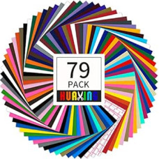 79 Sheets Vinyl Film Plotter - (38 Colours and 3 Sheets Transfer Film Vinyl) 30.5 x 30.5 cm Plotter Film Self-Adhesive Vinyl for DIY Gifts, Birthday Party