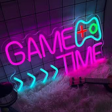 GameTime Neon Sign, GameTime Neon Sign, LED Neon Light Gaming, Iridescent Colourful Decorative Light in Gaming Style, A Must for Bars/Game Rooms, Trendy Game Boxes
