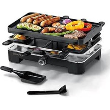 Muchen Raclette 8 asmenų Raclette kepsninė Stalo kepsninė Elektrinė 8 keptuvės 8 grandikliai 1200 W neprideganti danga Reguliuojama temperatūra Elektrinis grilis BBQ kepsninė Raclette 8 asmenims