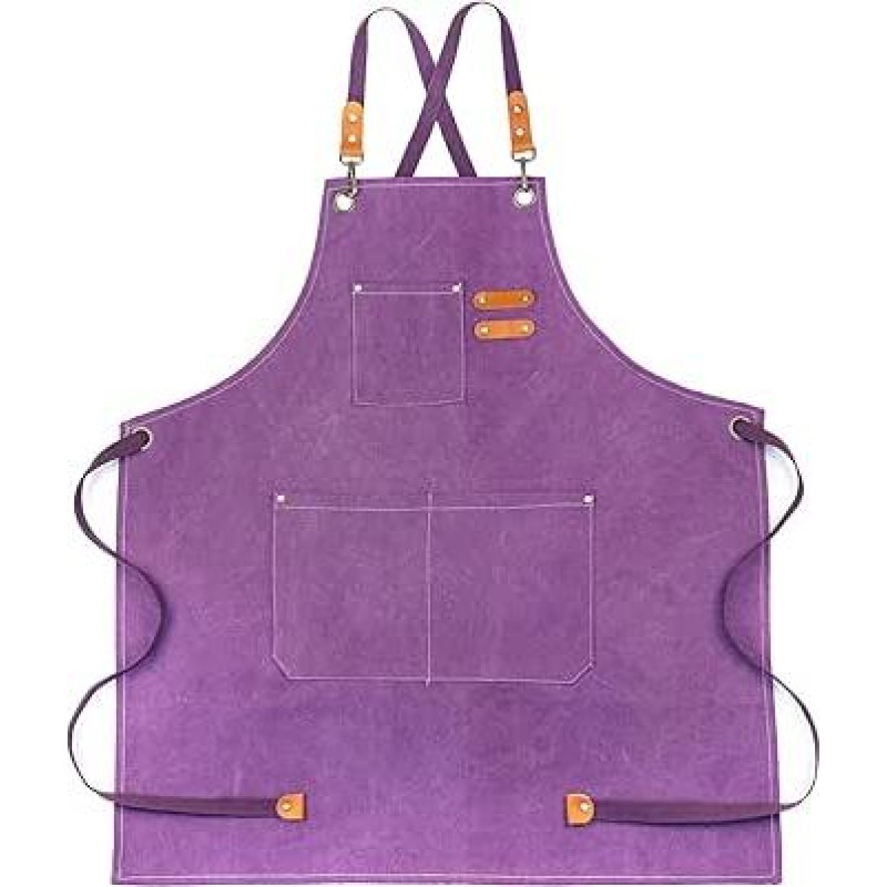 Baumwoll-Leinen-Schürze für Männer und Frauen, mit Taschen, Kreuzrückenschürze für Küche, Kochen, Backen, Chef, Künstler, Malerei, Arbeit, Schürzen für Holzarbeiter, Garten, Restaurant, Barkeeper