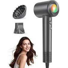 Professional Ion Hair Dryer - 500 Million Ions, Fast Drying 150,000 RPM, 8 Temperature Settings with LED (Green)