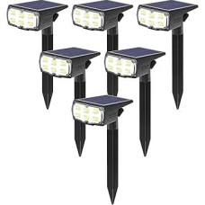 Solar Garden Lights, 36 LEDs, Solar Garden Light, Solar Spotlight IP67, 2 Brightness Levels, Solar Lamp for Outdoors, Yard, Garage etc. Pack of 6 - Cool White