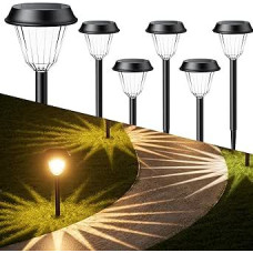 Quntis Pack of 6 Solar Lights for Outdoor Use, 2 Modes, Solar Lights, IP65 Waterproof, Solar Garden Lighting, Warm White + RGB Path Lights, Solar Lights for Garden, Patio, Lawn, Yard, Paths