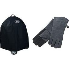 RÖSLE Charcoal Kettle Grill Cover No.1 F60/F60 AIR/G60, High-Quality Protective Cover & Grill Gloves, High-Quality Leather Gloves to Protect Against Burns, Universal Size 24/XL, Grey/Black