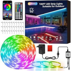 30 m lauko LED juostų žibintai, vandeniui atsparūs IP68 spalvas keičiantys RGB LED žibintai su IR nuotolinio valdymo pulteliu ir programėle, 24 V muzikos sinchronizacijos šviesos juostos, lankstūs lauko LED pasakų žibintai sodui