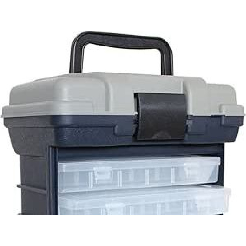 4-Schichtige Angelausstattungsbox aus ABS, tragbar mit Klappgriff, ca. 17x27x26 cm, belastbar bis 40 kg, Faltbarer Griff als Sitz nutzbar, f¨¹r Angelrolle, Angelschnur und Zubeh?r ¨C