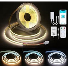 ALITOVE COB LED juosta 5 m 24 V CCT balta 2700 K ~ 6500 K 608LEDs/M Lanksti LED šviesos juosta 