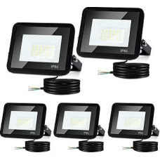 5 x 30W 3000K šiltos baltos spalvos IP66 vandeniui atsparūs 220V 2550LM LED lauko prožektoriai sodui, kiemui, garažui, namams (be kištuko)