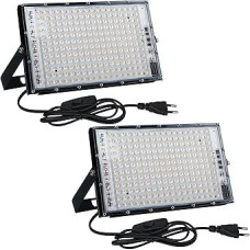 CREATESTAR LED prožektorius šiltai baltas 150 W 2, 3000 K šiltai baltas LED prožektorius, LED prožektorius su kištuku, 15000 LM LED lauko prožektorius su IP65 vandeniui atspariu lauko prožektoriumi sodui, garažui,