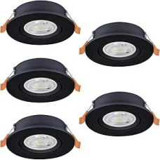 EGLO Barranco LED Recessed Spotlights, Ceiling Spotlights with Dip Switch, Swivelling Plastic Ceiling Spotlight in Black, Warm White - Cool White, Includes GU10 Bulb, Diameter 9 cm, Set of 5