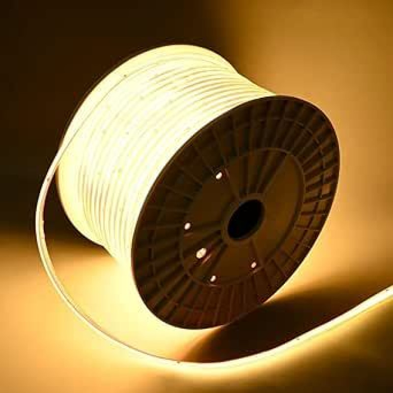 LED-Streifen, COB, 5 m, 220 V, 296 LED/m, šilta šviesa, 3000 K, IP65, wasserdicht, 10 W/m, 850-1000 lm/m, Schnitt 12,5 cm, Netzkabel im Lieferumfang enthalten (Netzkabel für direkten Anschluss
