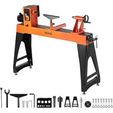 VEVOR Wood Lathe, 2HP Variable Speed Woodturning Machine 0 to 3200RPM Rotary Table Machine 457x1020mm Workbench Lathe for Medium to Large Woodworking Projects