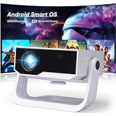 Smart Projector 4K Support, Android 11, Full HD 1080P, 28000 Lumens, WiFi 6 & BT 5.2, 120° Adjustable Stand, Electric Focus, Keystone Correction, Home Cinema Projector for Switch/PS5