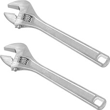 LEXININ 2 Stück 38,1 cm großer verstellbarer Schraubenschlüssel, 375 mm, Metall, verstellbarer Schraubenschlüssel für Sanitärarbeiten, Automobilarbeiten, maximale Öffnung 47 mm