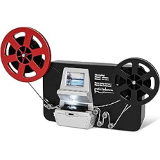 8 mm ir Super 8 juostos skaitmeninis keitiklis, Filmscanner Digitizer wandelt Rollen Frame-by-Frame in digitale MP4-Dateien um, mit 6,1 cm Display und 32 GB SD-Karte, für 7,6 cm, 12,7 cm, 17,8 cm, 22,9 cm