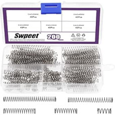 Swpeet 200 Stück Druckfedern-Sortimentskit in 5 Größen, Mini-Edelstahl-Verlängerungsfedern für Reparaturen im Geschäft und zu Hause, 1 cm bis 5 cm Länge, 0,5 cm Außendurchmesser